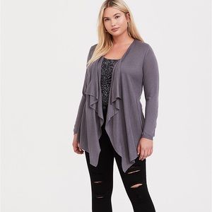 Grey Drape Front Cardigan
